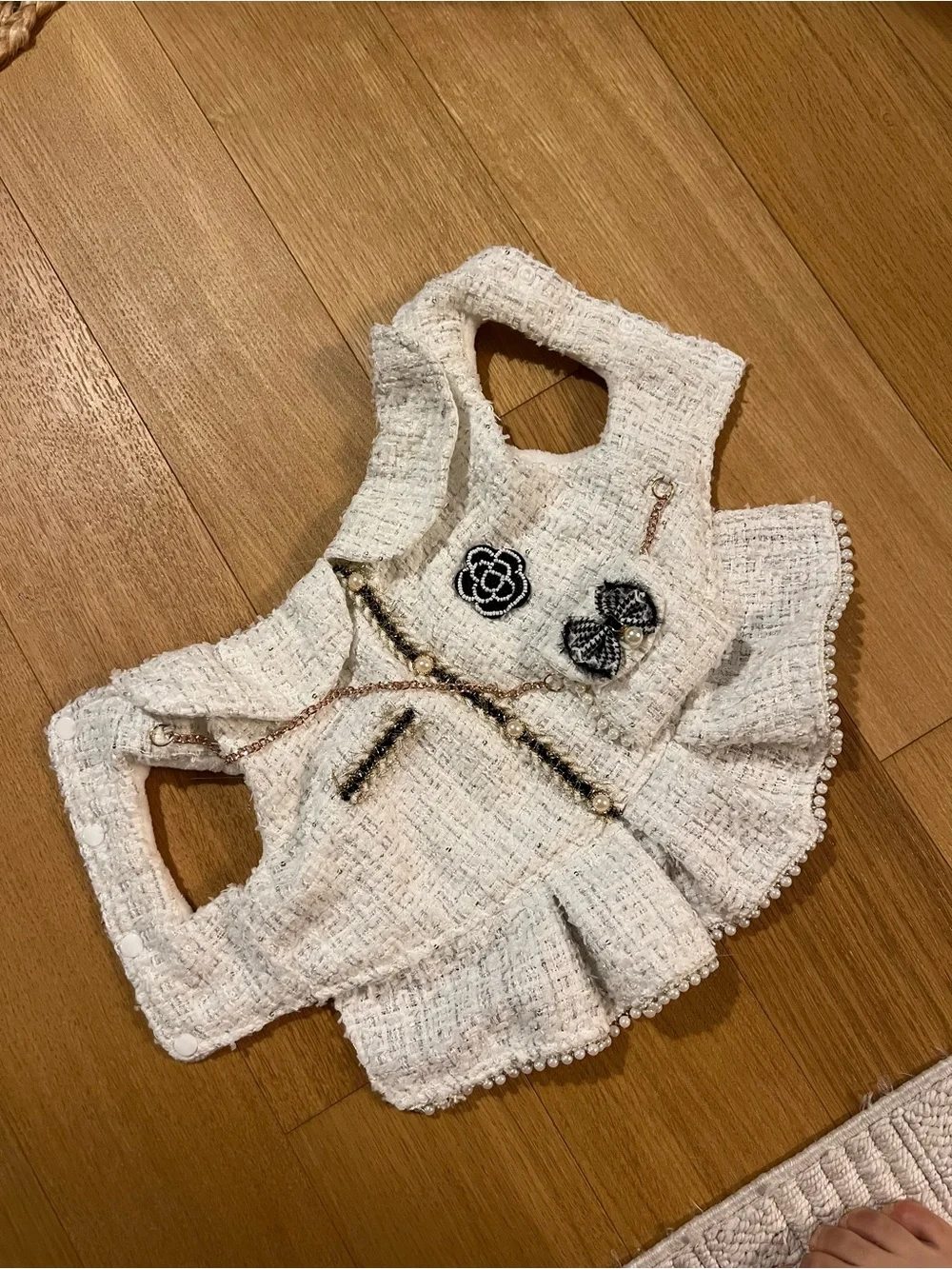 Pearl-Trim Tweed Dress for Dog or Cat